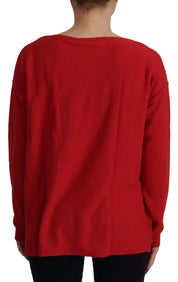 Dolce & Gabbana Red Wool Knit Round Neck Pullover Sweater