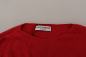Dolce & Gabbana Red Wool Knit Round Neck Pullover Sweater