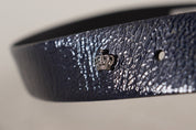 Dolce & Gabbana Elegant Blue Leather Belt with Silver Buckle