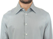 Ermanno Scervino Elegance Unleashed Gray Casual Button-Front Shirt