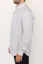 Ermanno Scervino Elegant White and Gray Striped Cotton Shirt