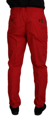 Dolce & Gabbana Elegant Slim Fit Crimson Chinos