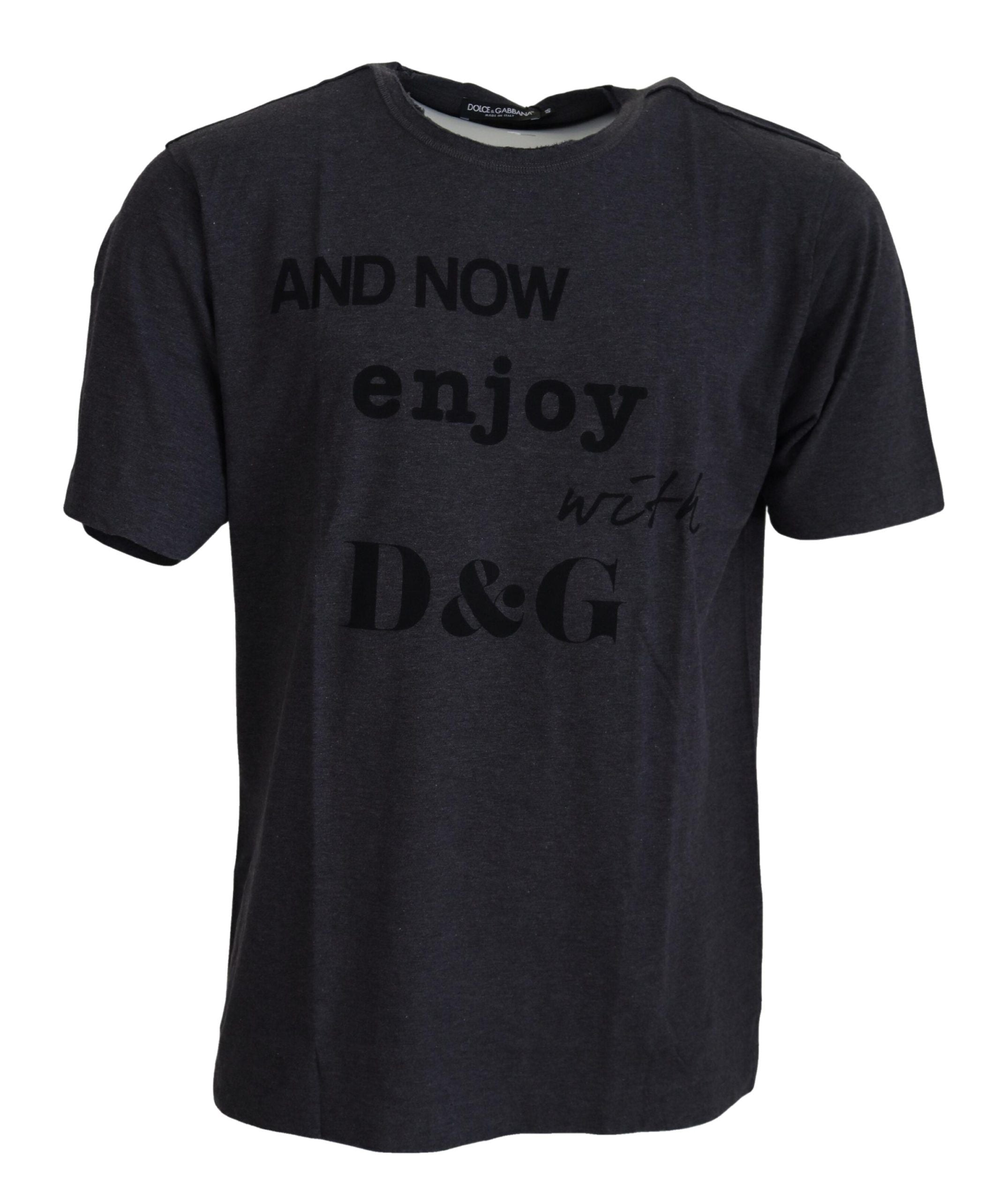 Dolce & Gabbana Elegant Gray Motive Crew Neck T-Shirt