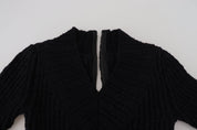 Dolce & Gabbana Black Wool Knitted Sheath Sweater Dress