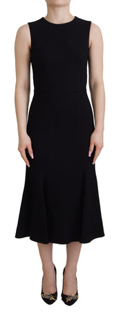 Dolce & Gabbana Black Dress Sheath Flare Viscose Dress