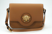 Versace Elegant Calf Leather Shoulder Bag in Brown