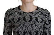 Dolce & Gabbana Black Gray Jacquard Sheath Bodycon Dress