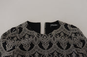 Dolce & Gabbana Black Gray Jacquard Sheath Bodycon Dress