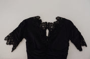 Dolce & Gabbana Black Sheath Midi Bodycon Lace Silk Dress