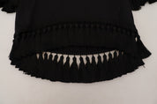 Dolce & Gabbana Black T-shirt Blouse Tassle Cotton Blouse