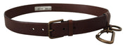 Dolce & Gabbana Elegant Brown Leather Belt with Metal Buckle