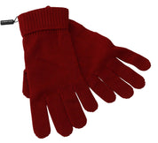 Dolce & Gabbana Elegant Red Cashmere Winter Gloves