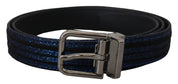 Dolce & Gabbana Elegant Blue Jacquard Leather Belt