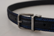 Dolce & Gabbana Elegant Blue Jacquard Leather Belt