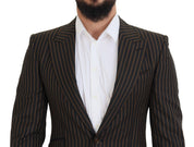 Dolce & Gabbana Elegant Striped Wool Blend Slim Blazer