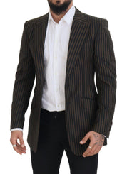 Dolce & Gabbana Elegant Striped Wool Blend Slim Blazer