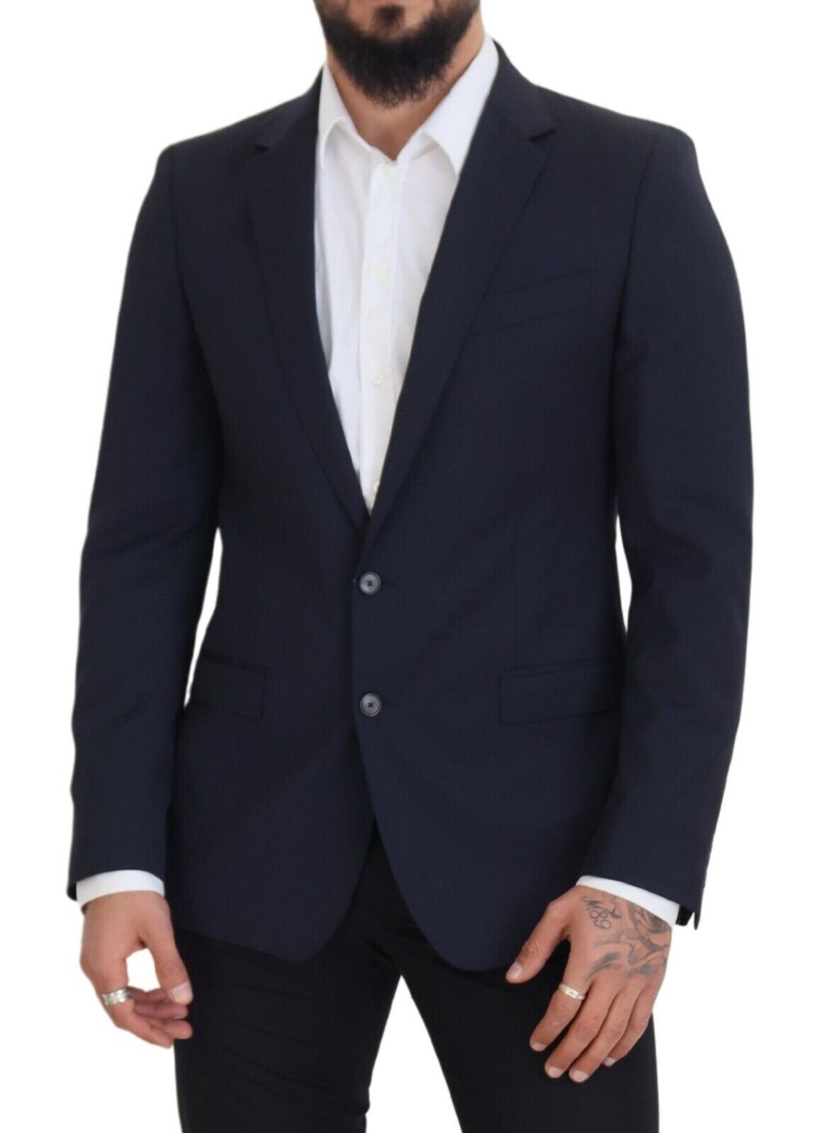 Dolce & Gabbana Elegant Dark Blue Slim Fit Wool Blazer