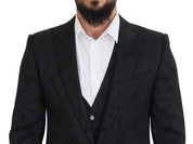 Dolce & Gabbana Elegant Black Martini Suit Jacket & Vest Ensemble