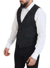 Dolce & Gabbana Elegant Black Martini Suit Jacket & Vest Ensemble