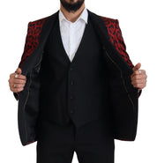 Dolce & Gabbana Radiant Red Leopard Print Three Piece Suit