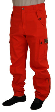 Dolce & Gabbana Elegant Red Cotton Blend Trousers