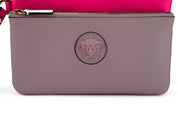 Versace Elegant Pink Leather Pouch Clutch