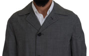 Dolce & Gabbana Elegant Gray Plaid Trench Coat