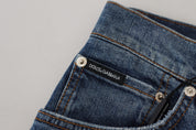 Dolce & Gabbana Blue Checkered Back Skinny Denim Jeans