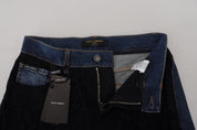 Dolce & Gabbana Black Floral Lace Front Skinny Denim Jeans