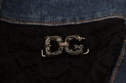Dolce & Gabbana Black Floral Lace Front Skinny Denim Jeans