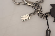 Dolce & Gabbana Elegant Silver and Black Designer Keychain