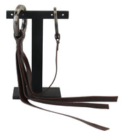 Costume National Brown Leather Silver Tone Metal Keyring Keychain