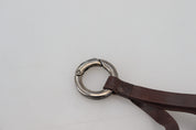 Costume National Brown Leather Silver Tone Metal Keyring Keychain