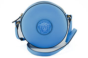 Versace Chic Blue Leather Round Shoulder Bag