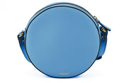 Versace Chic Blue Leather Round Shoulder Bag