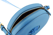 Versace Chic Blue Leather Round Shoulder Bag