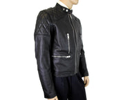 Burberry Men's Black Leather Diamond Quilted Biker Jacket