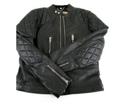 Burberry Men's Black Leather Diamond Quilted Biker Jacket