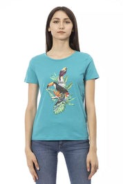 Trussardi Action Light Blue Cotton Women T-Shirt