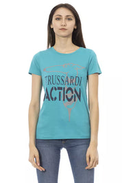 Trussardi Action Light Blue Cotton Women T-Shirt