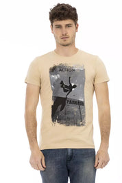 Trussardi Action Beige Cotton Men T-Shirt