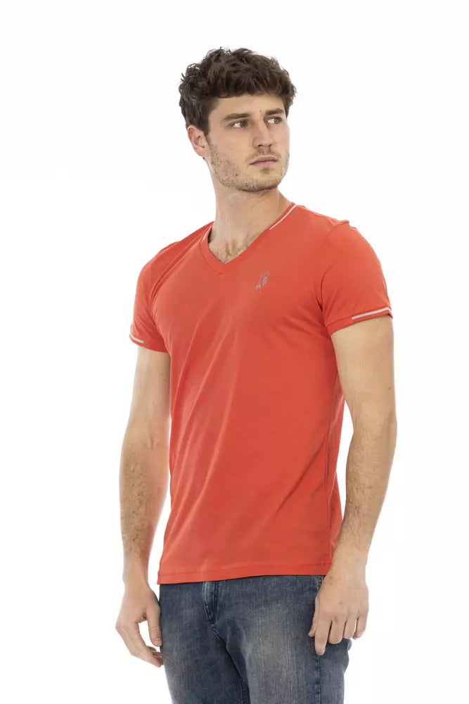 Trussardi Action Orange Cotton Men's V-Neck T-Shirt