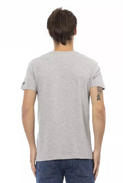 Trussardi Action Gray Cotton Men V-Neck T-Shirt