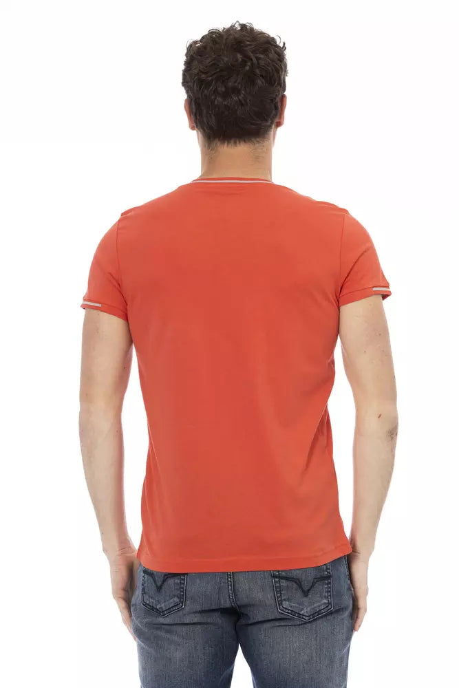 Trussardi Action Orange Cotton Men's V-Neck T-Shirt