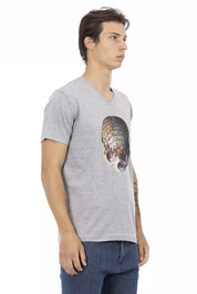 Trussardi Action Gray Cotton Men T-Shirt