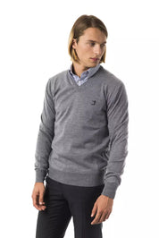 Uominitaliani Gray Merino Wool Men Sweater