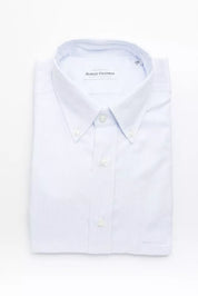 Robert Friedman Light Blue Cotton Men Shirt