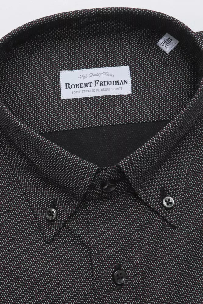 Robert Friedman Black Cotton Men Shirt