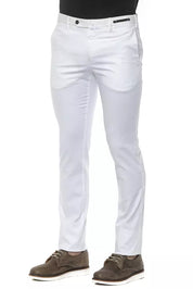 PT Torino White Cotton Slim Mens Trouser