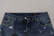 Dolce & Gabbana Chic Tattered Denim Pants for the Modern Man